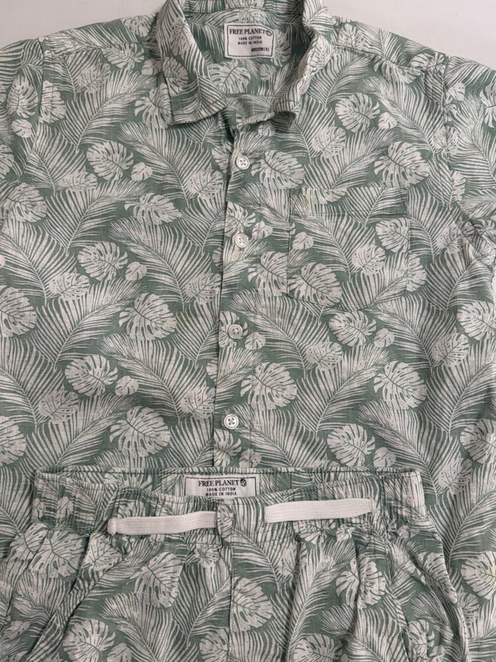 Free Planet Sage Green Tropical Leaf Two-Piece Set